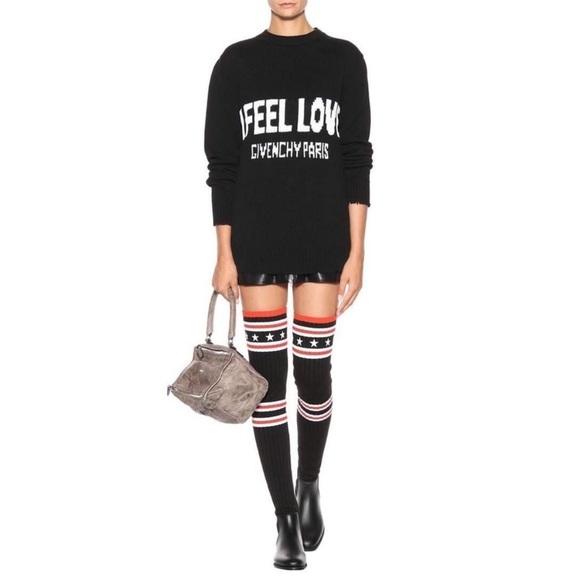 Givenchy Storm Rubber Rib Knit Thigh High Sock Boots Stars Stripe Sz 39 - Picture 3 of 16